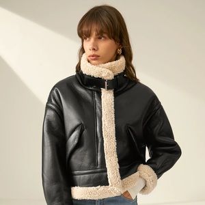 Sherpa Lined Shearling Leather Jacket
